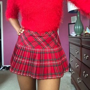 Plaid Pleated Mini Skirt
